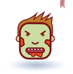 zombie cartoon character, vector illustration.
