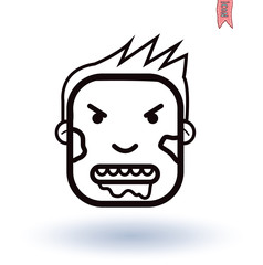 zombie cartoon character, vector illustration.