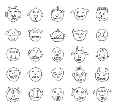 set of cartoon monsters. vector illustration