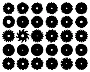 Fotobehang Black  silhouettes of different circular saw blades, vector © Design Studio RM
