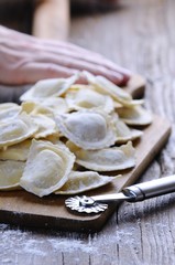 Preparing fresh ravioli.