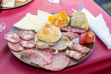 Plate of meats and cheeses from Tuscany