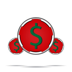 Dollar chips on a white background