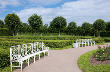 Bench in Catherine Park, Tsarskoye Selo (Pushkin), Russia