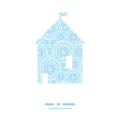 Vector doodle circle water texture house silhouette pattern