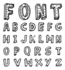 Vector alphabet with bulbs.