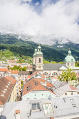 General view of Innsbruck, the capital city of the federal state of Tyrol (Tirol) located in the Inn Valley in western Austria.