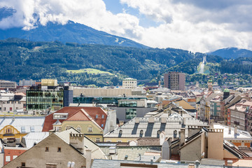 Fototapeta na wymiar General view of Innsbruck, the capital city of the federal state of Tyrol (Tirol) located in the Inn Valley in western Austria.