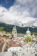 Fototapeta premium General view of Innsbruck, the capital city of the federal state of Tyrol (Tirol) located in the Inn Valley in western Austria.