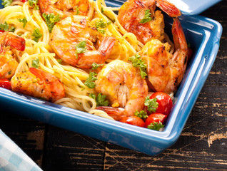 Spagetti mit garnelen 