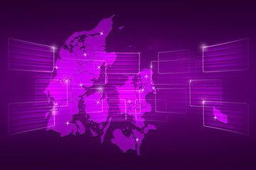 Denmark Map World map News Communication purple