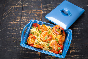 Spagetti mit garnelen 