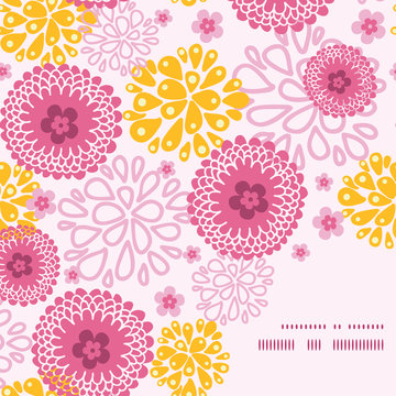 Vector pink field flowers frame corner pattern background