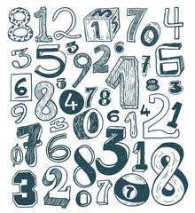 numbers, hand drawn illustration.