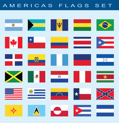 set of Americas flags Americas, vector illustration