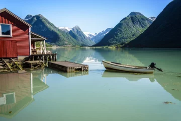Fotobehang Noorwegen fjord reflectie © iPics