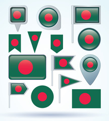 Flag set of Bangladesh, vector illustration