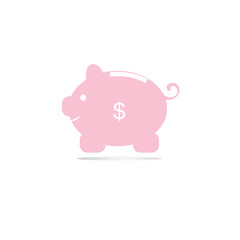 pink piggy bank on a white background