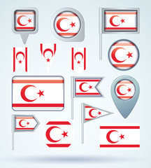 Flag set of Northern Cyprus, vector illustration