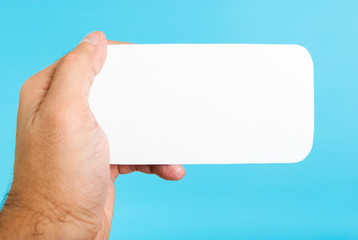 Hand showing blank empty white card paper