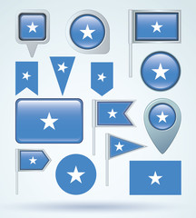 Flag set of Somalia, vector illustration