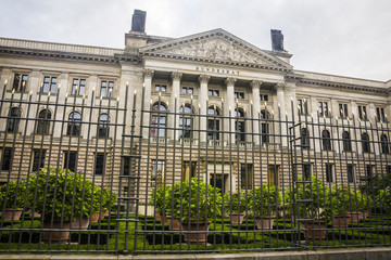 Obraz premium Exterior of the German Bundesrat. Prussian House of Lords (1850) on Leipziger Strasse - seat of the Bundesrat (Federal Council). Berlin, Germany.
