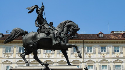 Obraz premium Turin Statue equestre piazza San Carlo