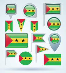 Flag set of Sao Tome and Principe, vector illustration