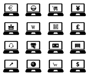 Symboles dans 16 écrans d'ordinateurs portables