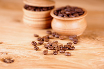 Coffee in a pot on a wooden background