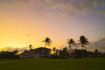 hawaian beach at dawn time