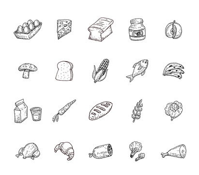 Food icons set, vector illustration.