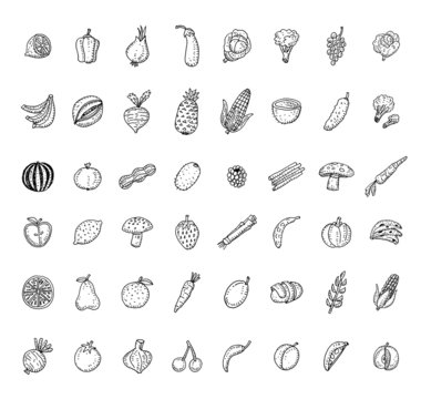 Food icons set, vector illustration.