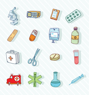 Health and medicine icons.