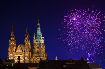New Year fireworks in Prague
