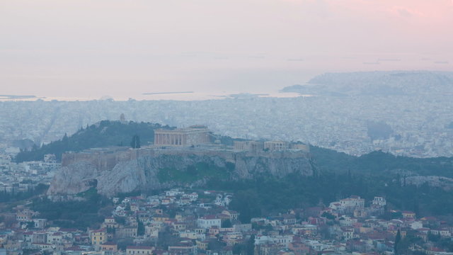 Time lapse of Acropolis and Athens city, Greece