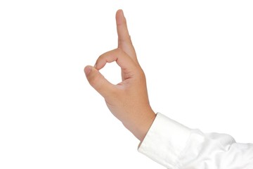 OK Sign Hand Gesture Isolated on White