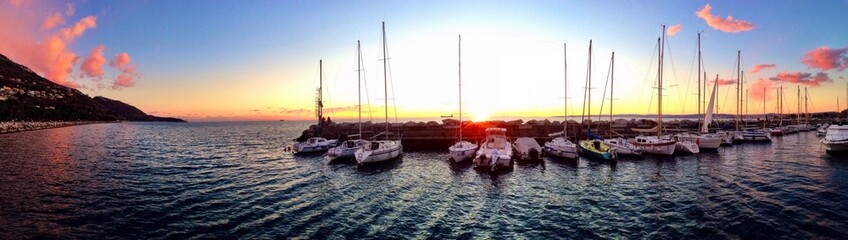 Magical sunset at the harbor