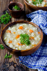Soup with noodles and chicken