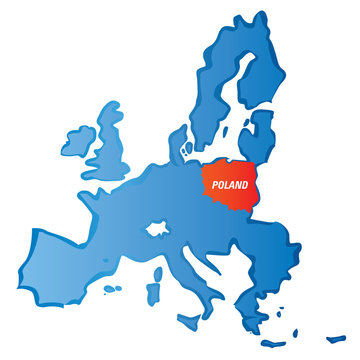 vector drawn european union borders and Poland
