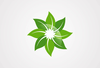Circle leaf ecology logo vector