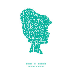 Vector white on green alphabet letters girl portrait silhouette