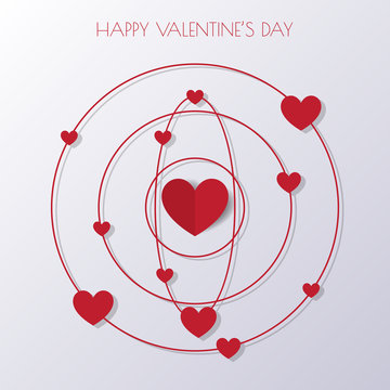 Heart Paper Sticker With Shadow Valentine's day vector.