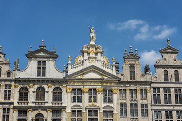 Fototapeta na wymiar Guildhalls on the Grand Place of Brussels in Belgium.