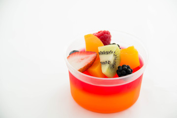 Strawberry jelly with fresh fruit