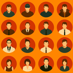 set of flat avatar, vector people icon,