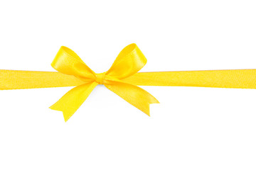 Yellow satin gift bow ribbon