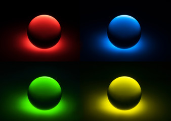 luminous colored glass spheres