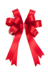 Beautiful red bow from satin ribbon
