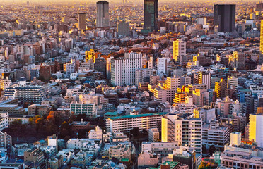 Obraz premium 東京の目黒区の住宅街の夕方